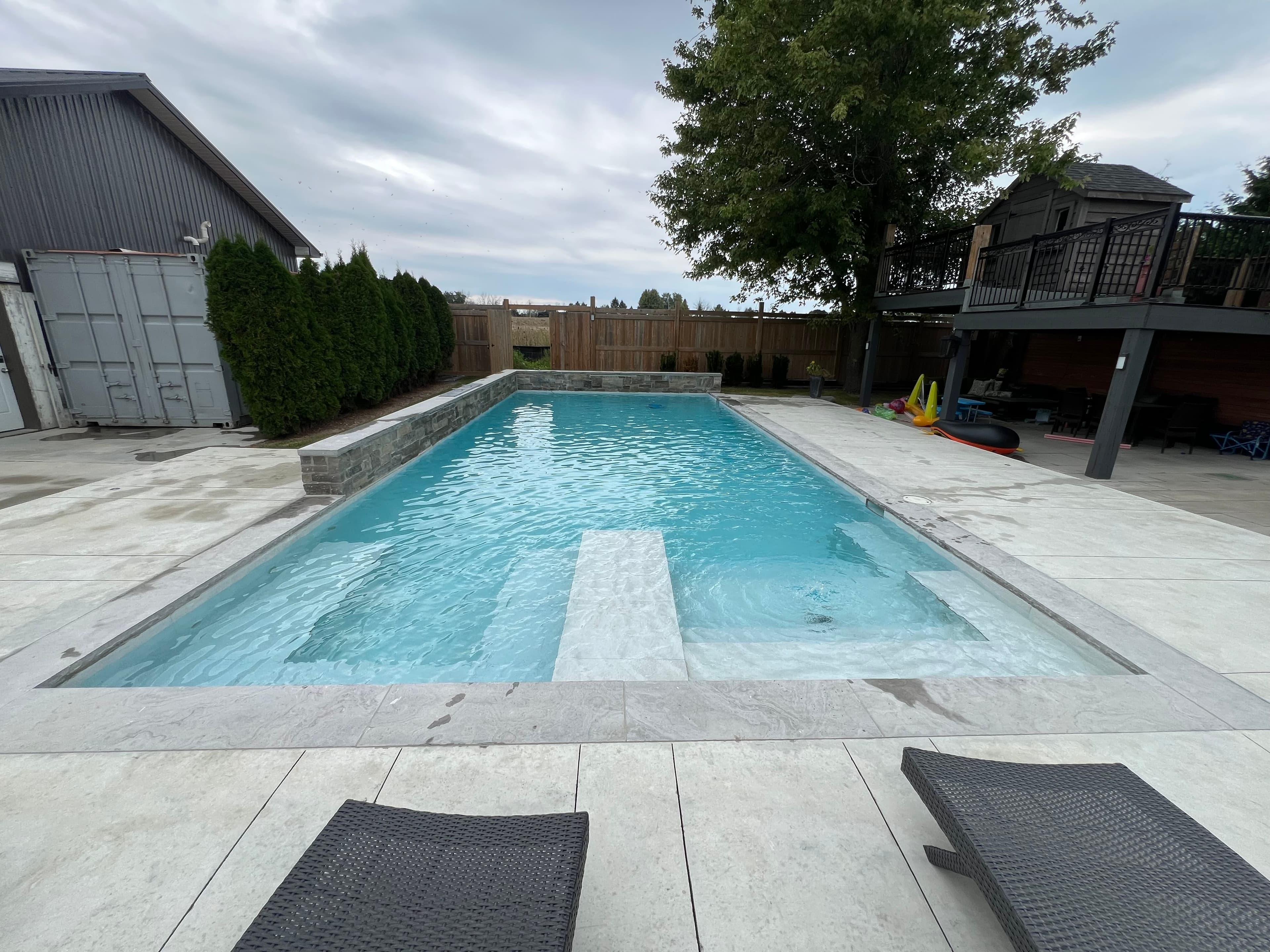 Wellness space with pool views